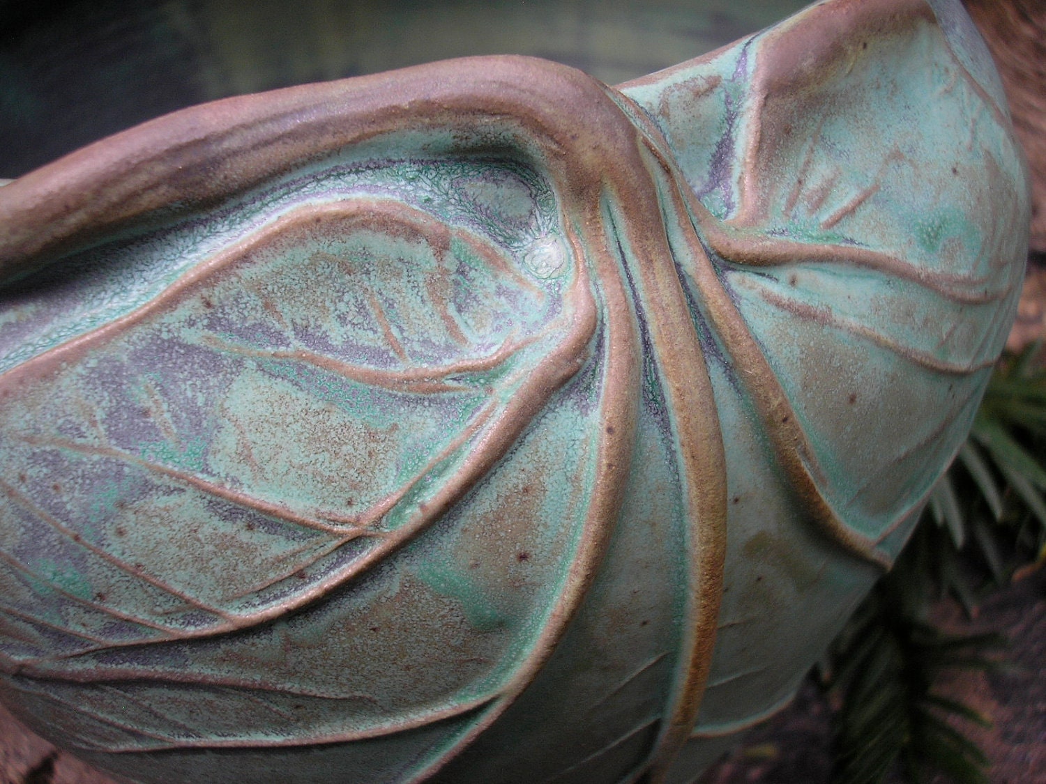 Rhubarb Vase in verdigris glaze
