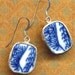 Antique Pottery Earrings in Blue and White on Sterling Silver earrwire SALE