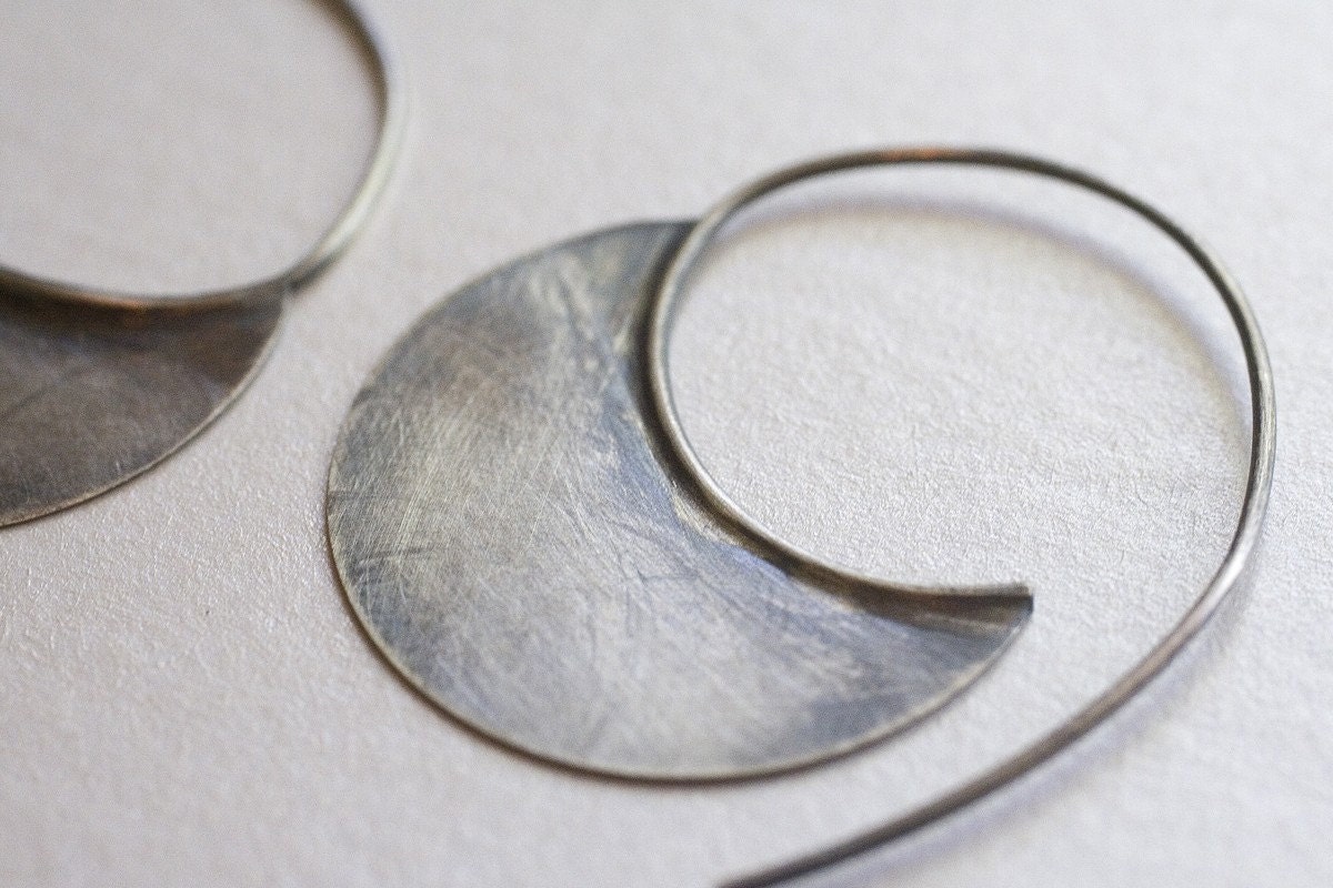 Sterling Silver Crescent Earrings, silver tribal earrings