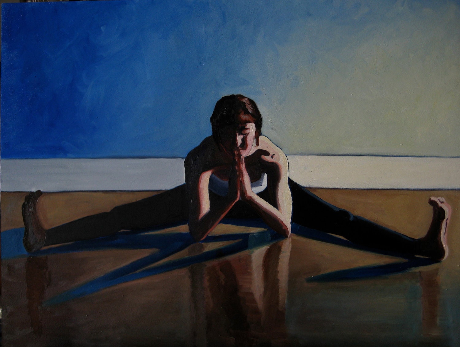 Wide-Legged Forward Fold, Oil Painting