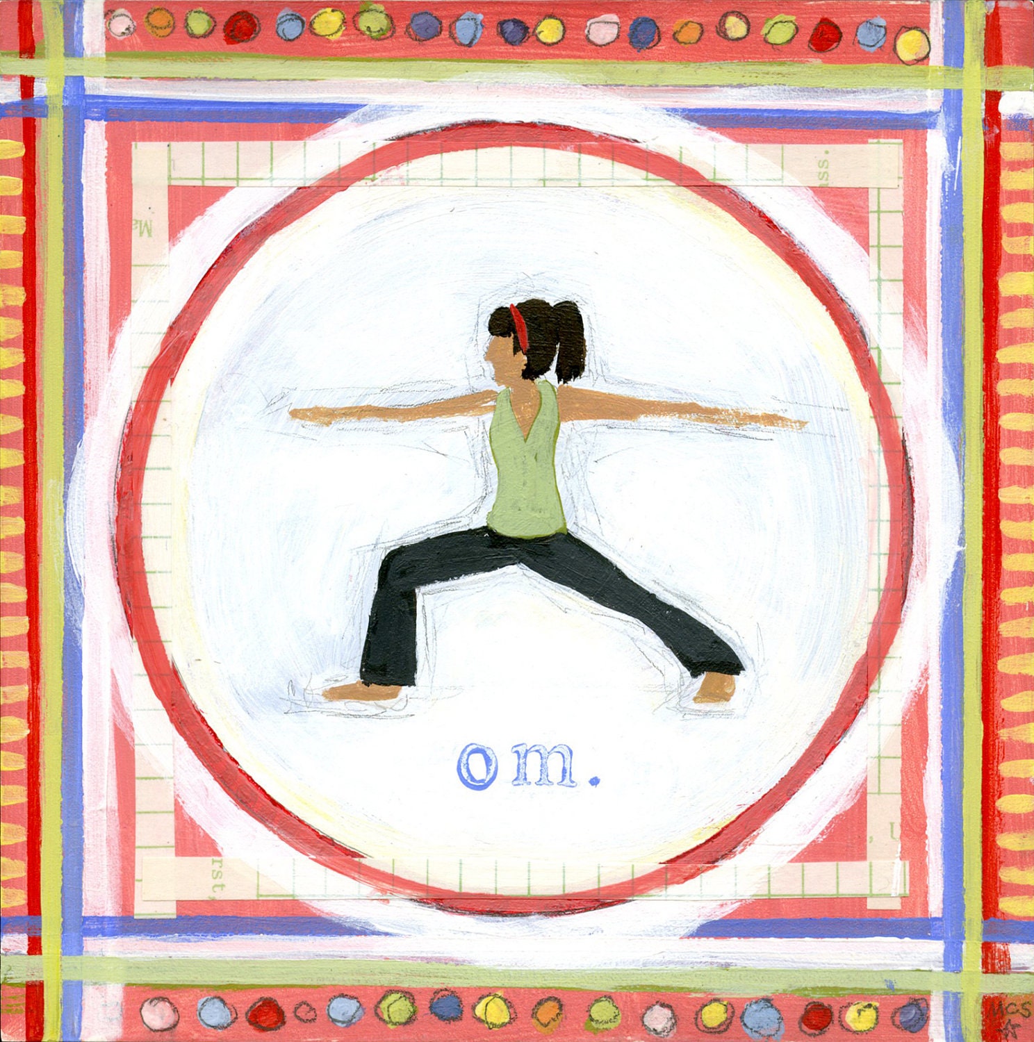 OM (Red)- PRINT of a Mixed Media Painting