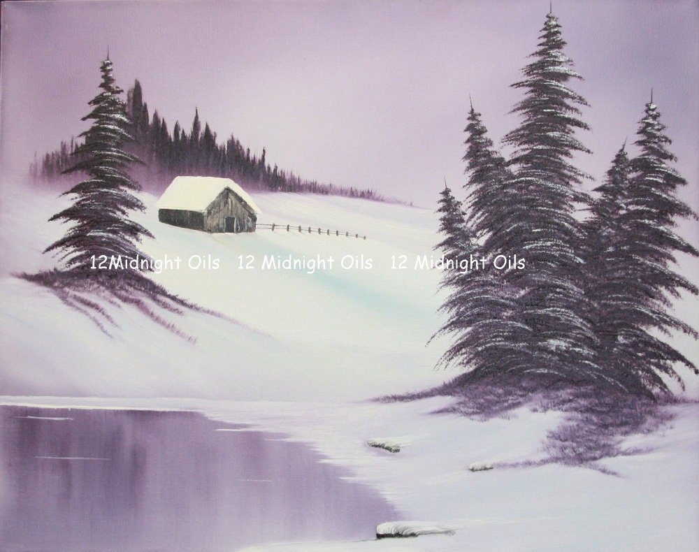 Purple Winter Landscape Oil Painting