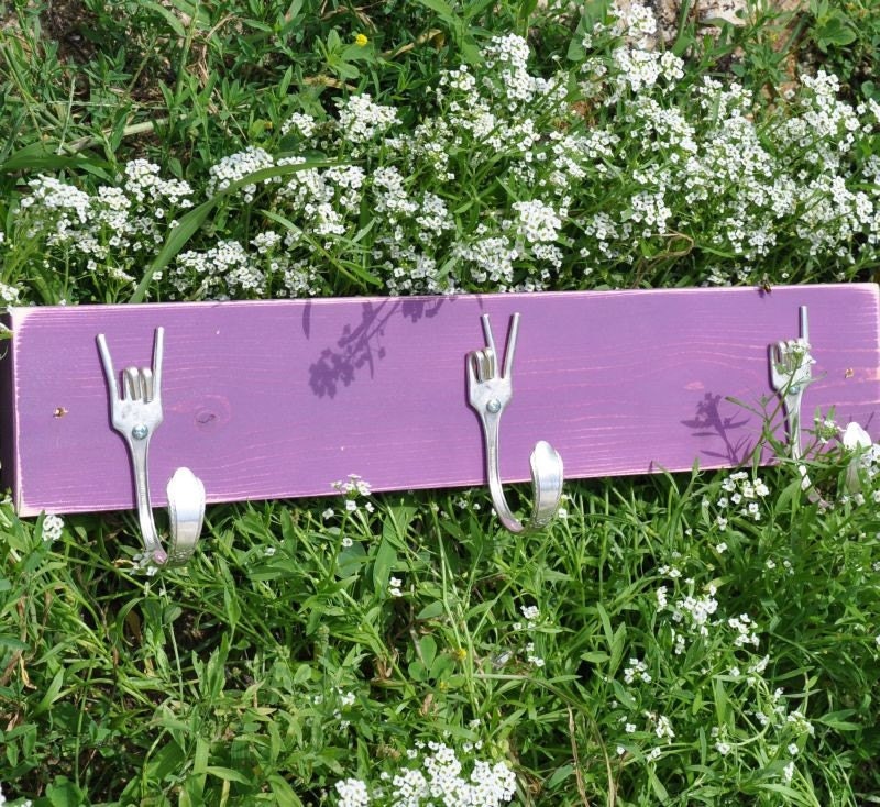 Purple Rock ON x PEACE x LOVE  Silverware Coat Rack
