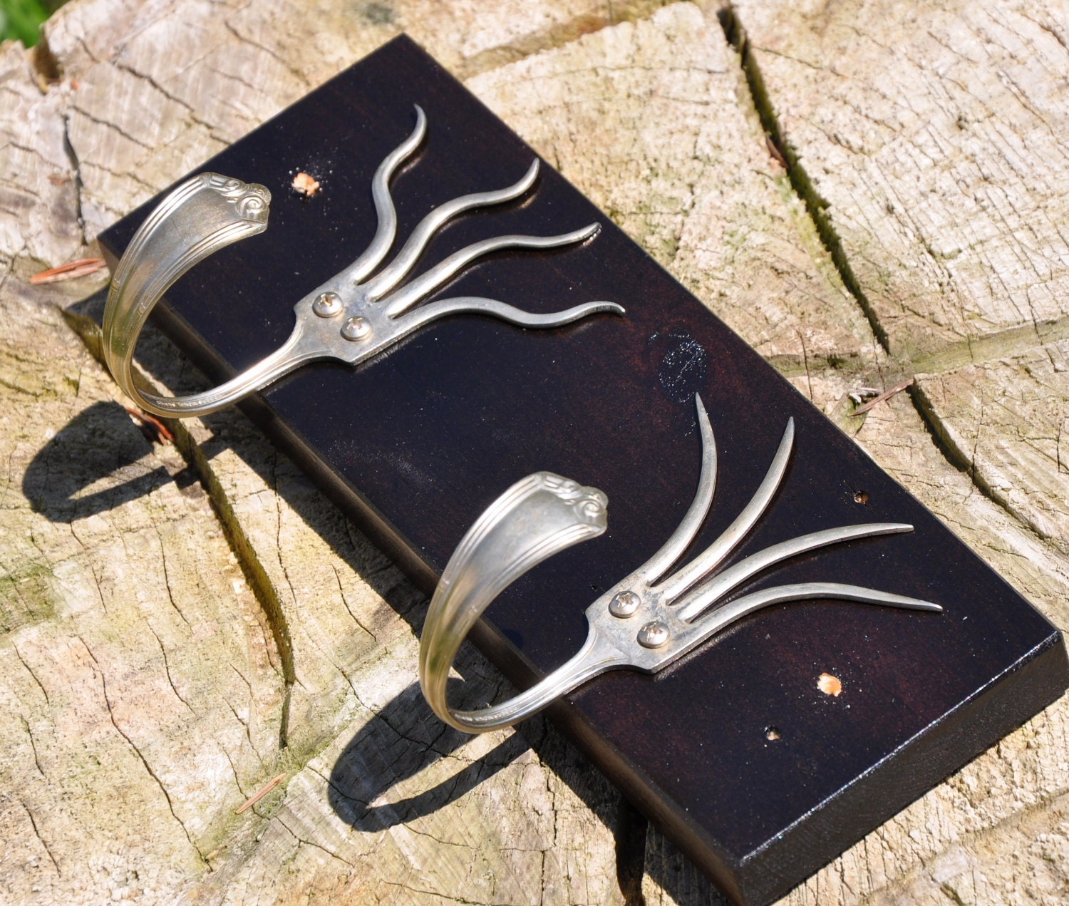 Brown Black painted Funky Forks Coat Rack