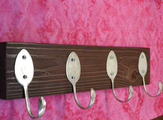 4 Vintage Spoons FUN Brown Painted Coat Rack