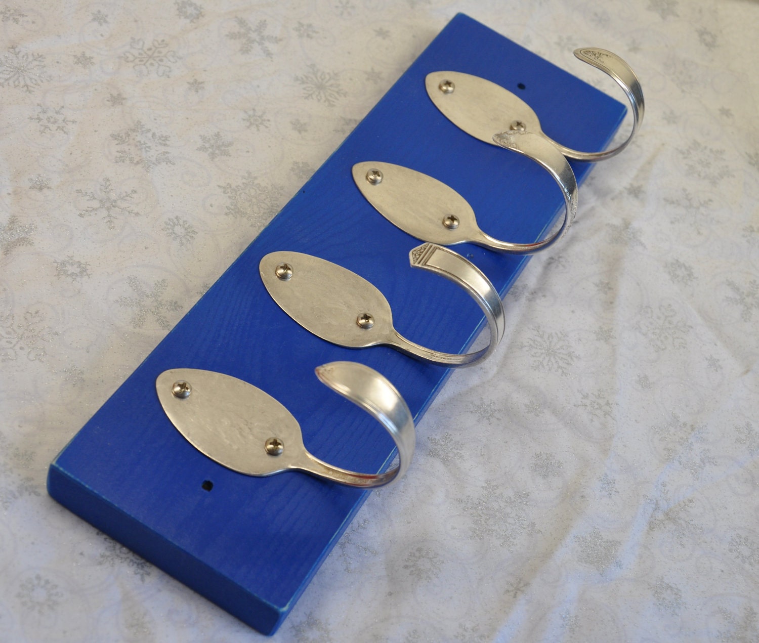 Cobalt  Blue Four Spoons Coat Rack