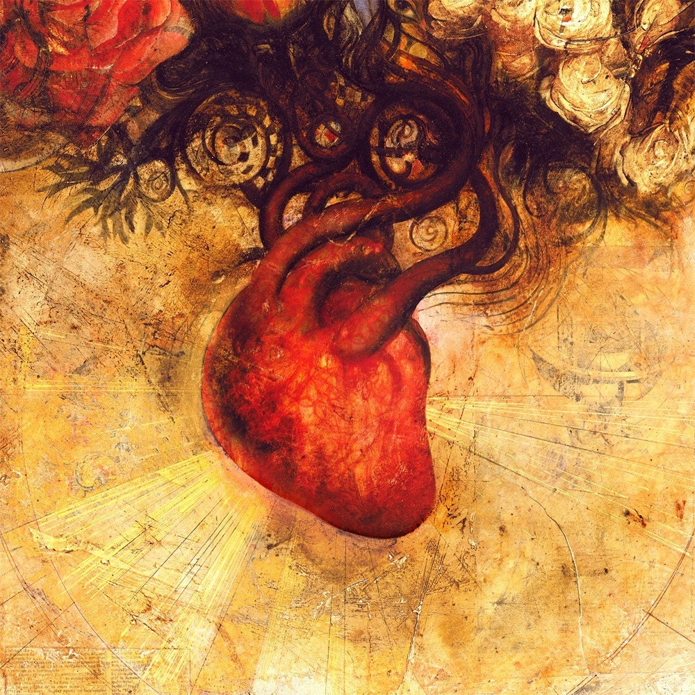 ART HEART Fine Art Print, Red, Orange, Heart, Floral, Flowers, Creativity, Love, Limited Edition