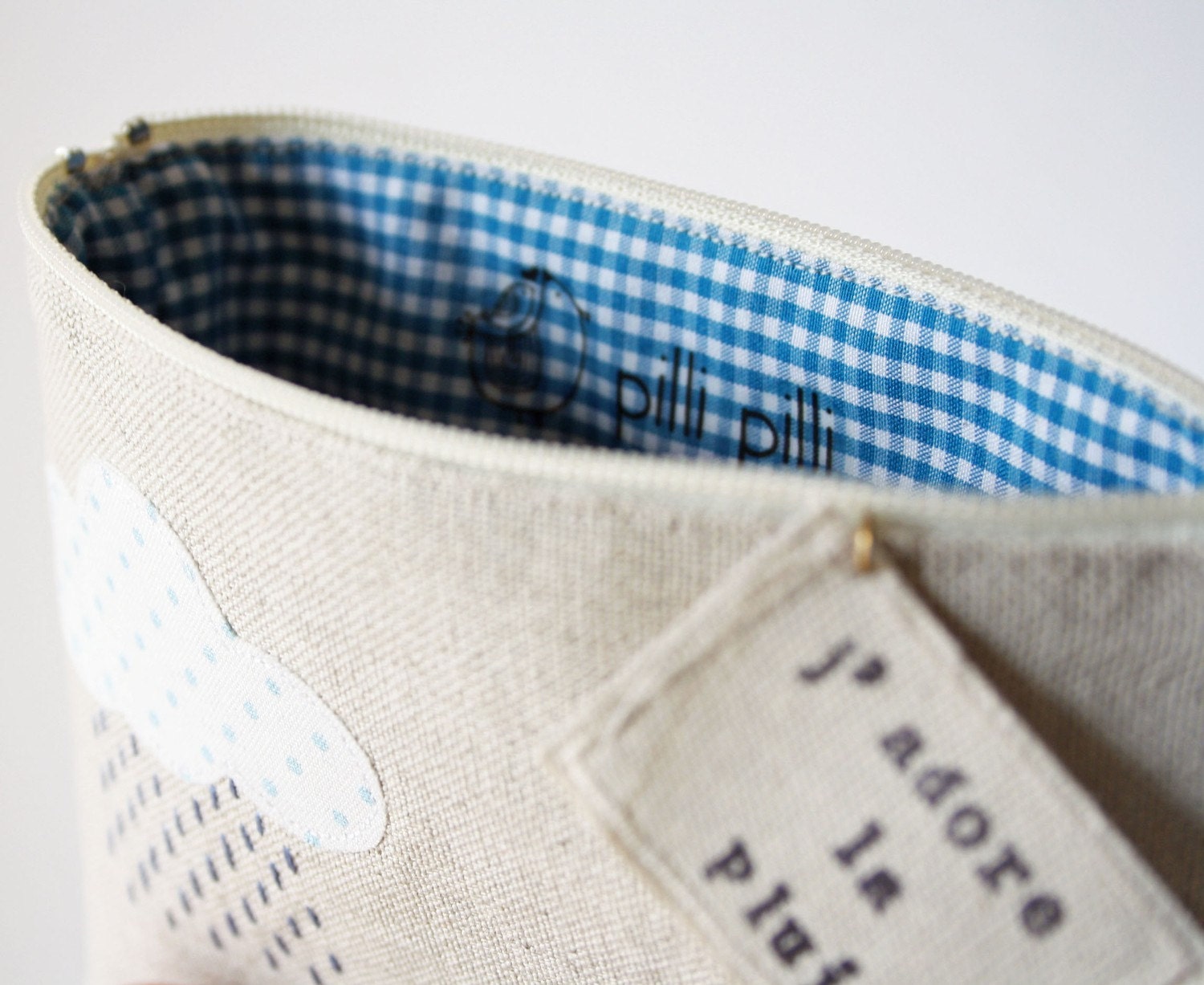 unique linen pouch - j'adore la pluie