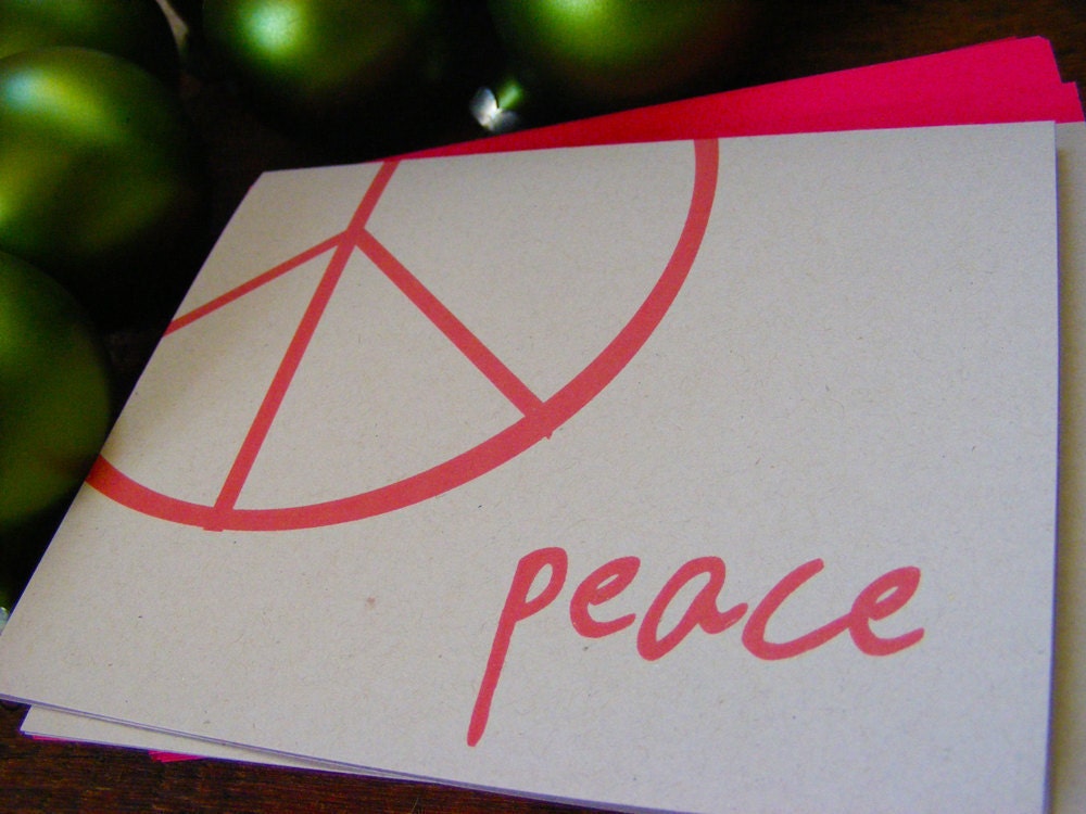 Eco Friendly Christmas Greeting Card, Christmas Peace on Recycled Paper - 33S