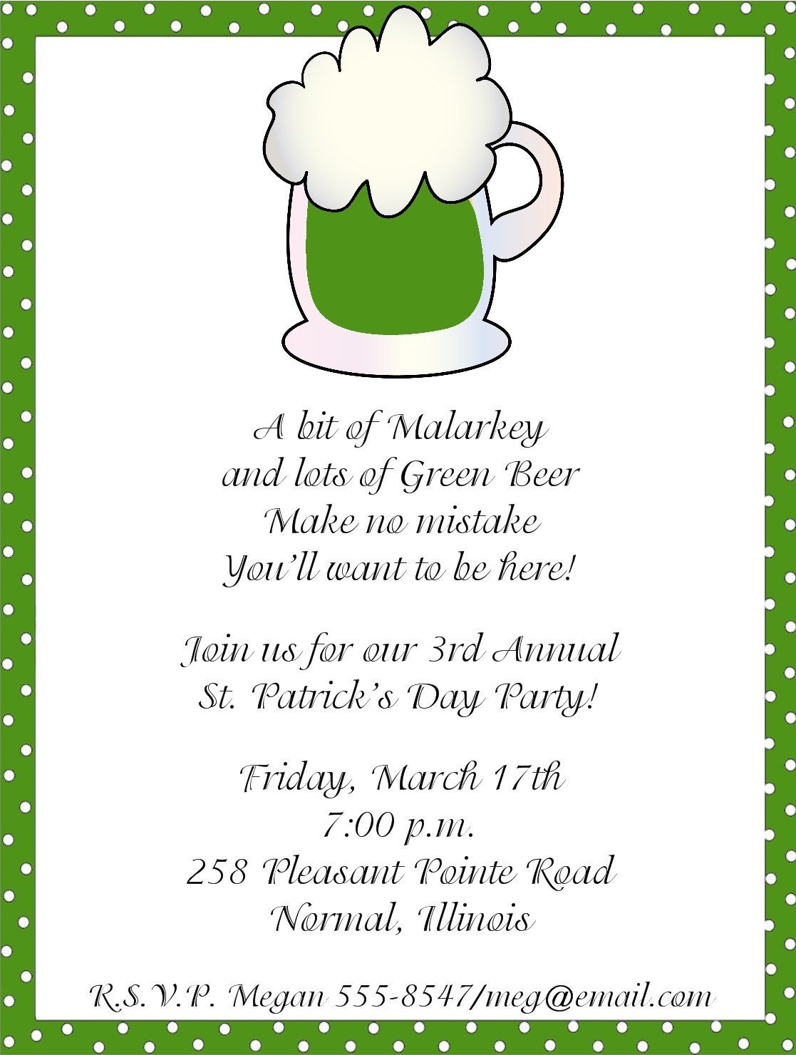 Mug of Green Beer St Patricks Day Invitations Il_170x135