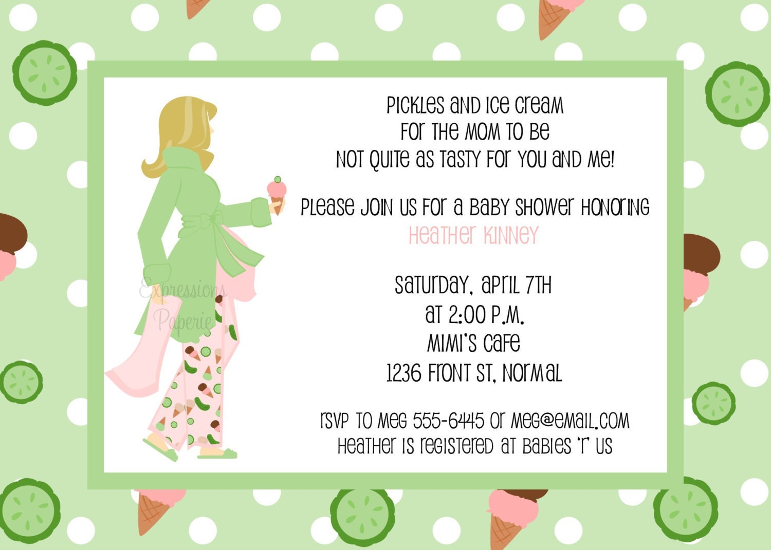 Pickles and Ice Cream Mommy to Be Baby Shower Invitations Il_170x135