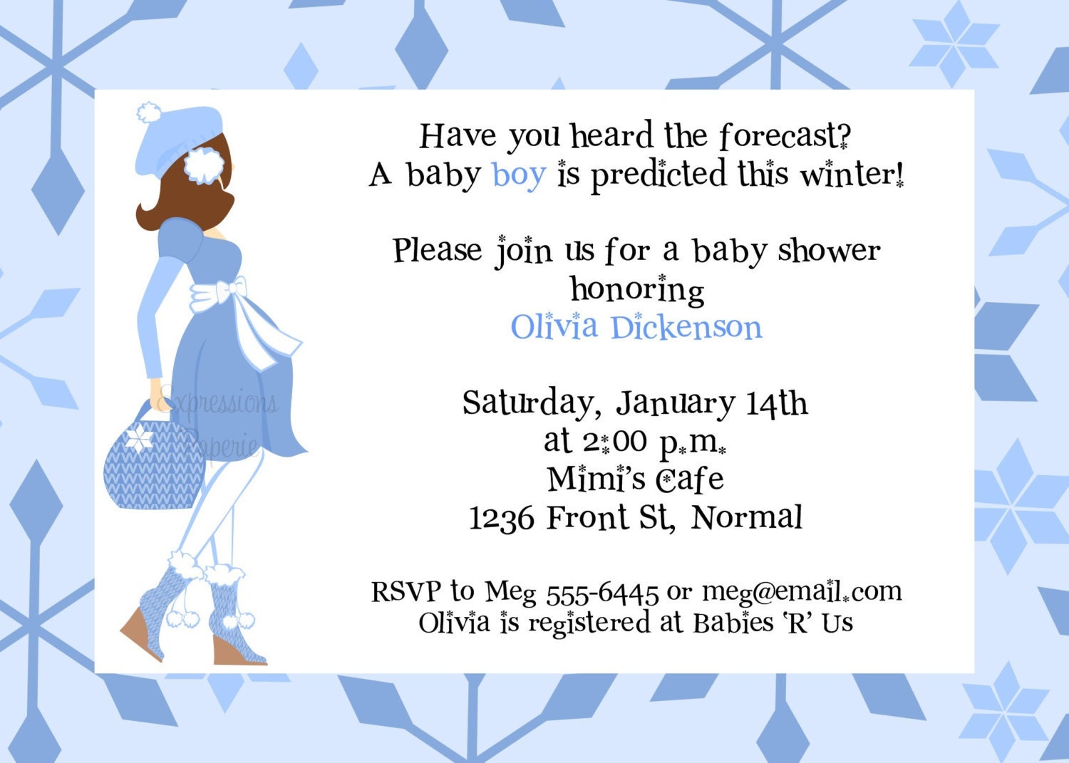 Blue Winter Mommy to Be Baby Shower Invitations Il_170x135