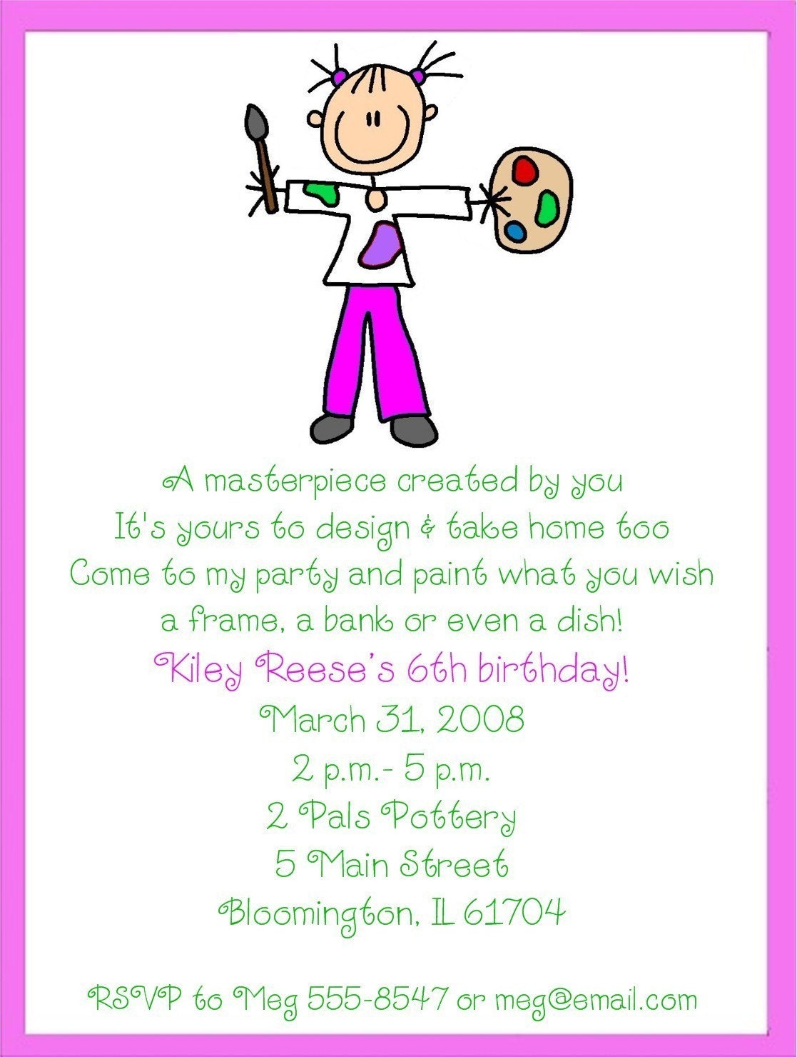 Arts/Crafts/Painting Girl Birthday Party Invitations Il_570xn