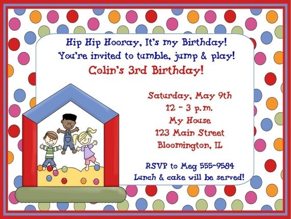Kids Bounce House Birthday Party Invitations Il_570xn