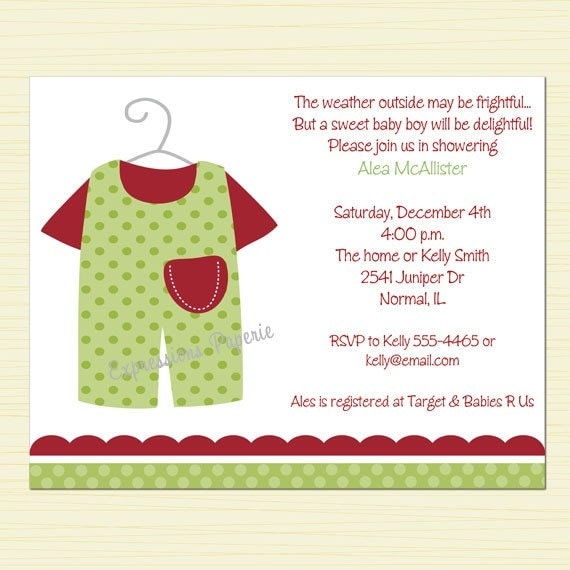 Boy Christmas Outfit Baby Shower Invitations Il_570xn
