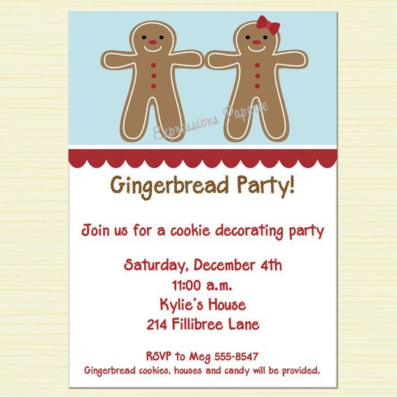 Boy and Girl Gingerbread Cookie Invitations Il_570xn