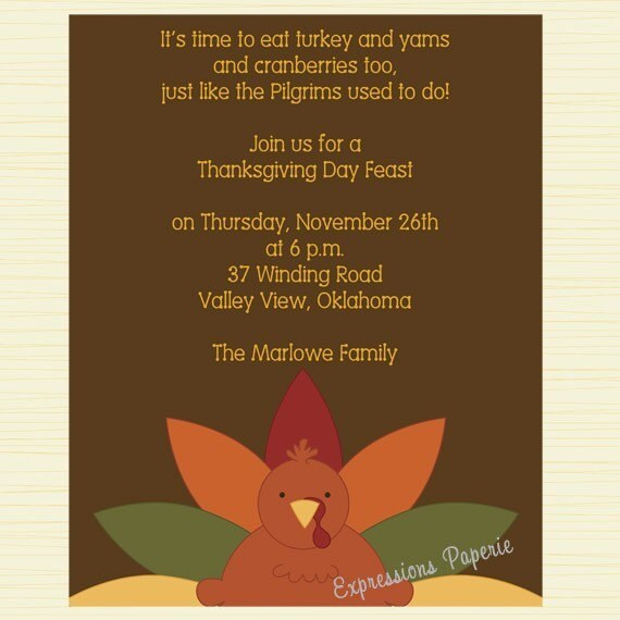 Turkey Thanksgiving Dinner Invitation Il_570xn