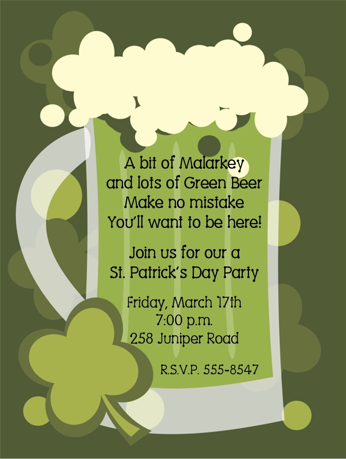 Green Beer St Patrick's Day Invitations Il_570xn