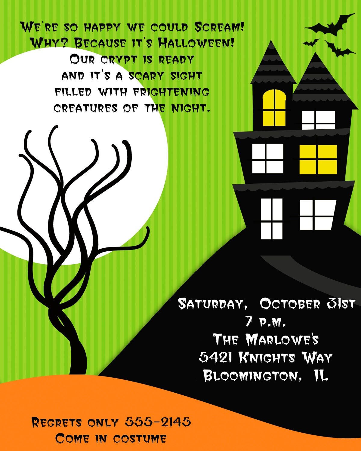 House on the Hill Halloween Party Invitations Il_570xn