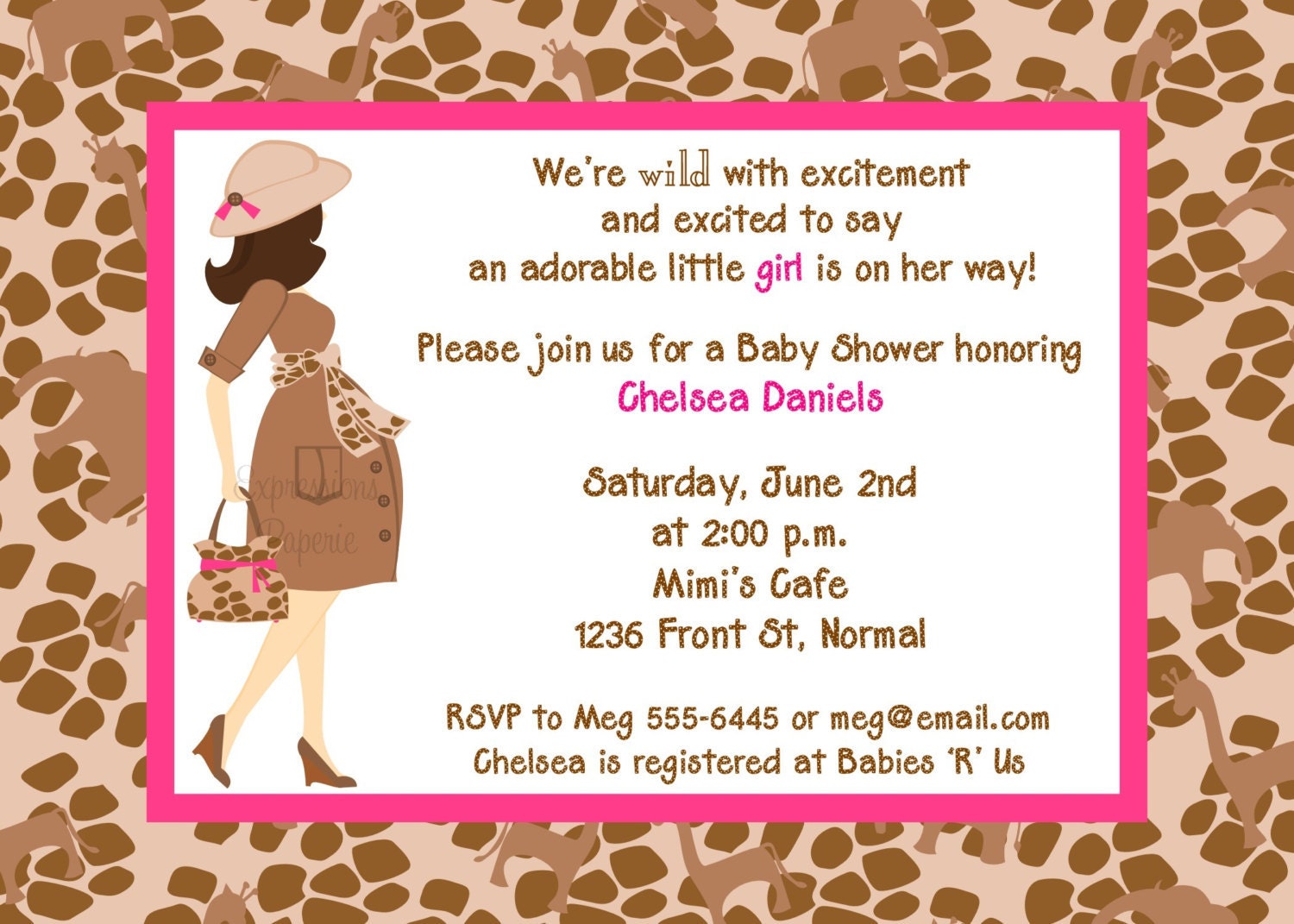 Pink Safari Mommy to Be Baby Shower Invitations Il_570xn