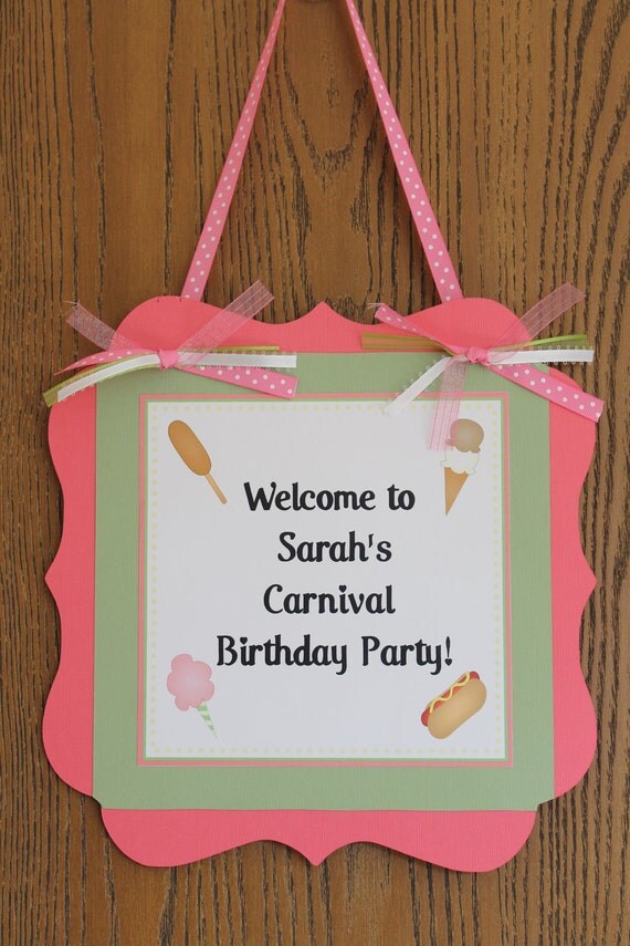 Pink Carnival Birthday Personalized Door Sign Il_570xn