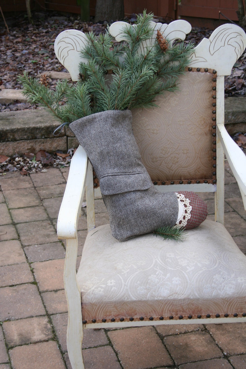 Riding Lady 1 - Recycled Tweed Christmas STOCKING