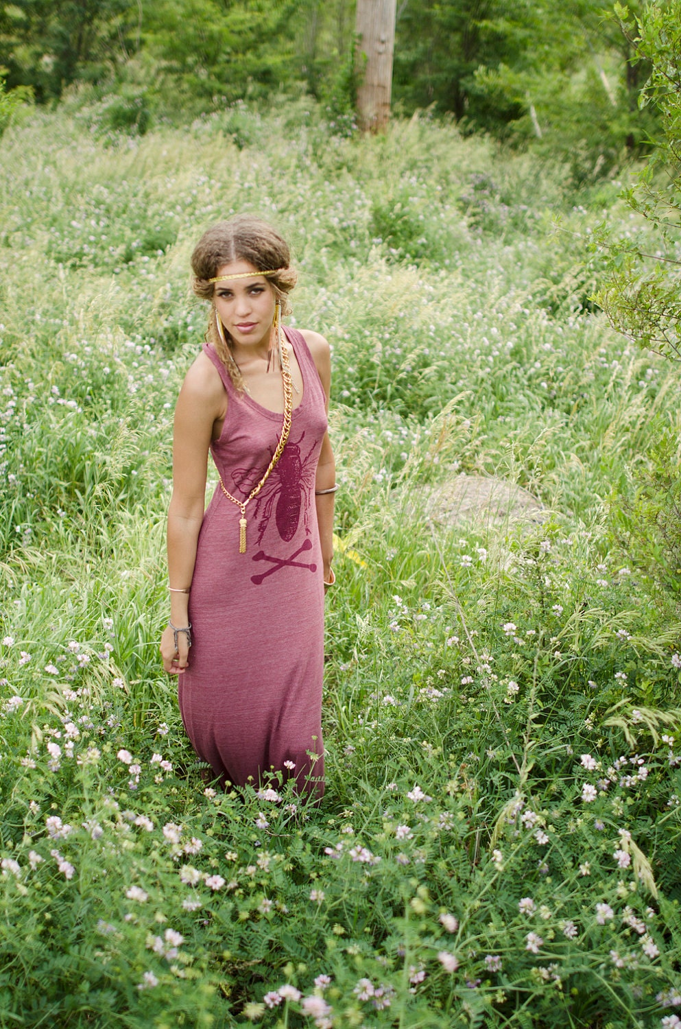bee racerback maxi dress size medium