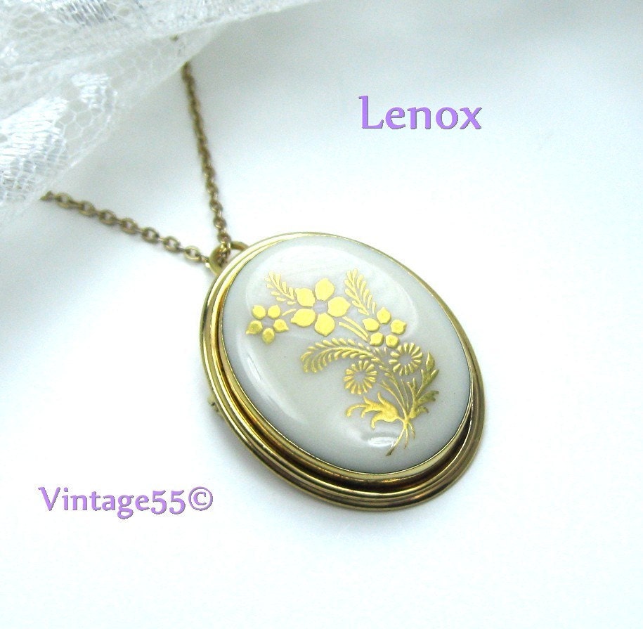 Vintage Brooch  Necklace Lenox 14k GF