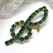 Vintage Brooch Music Clef Note green rhinestone