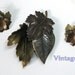 Vintage Brooch Rustic Leaf Cluster Earrings Pierced Post.