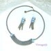 Vintage Necklace Earrings Milk Glass Blue