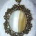 Vintage Necklace  Banded Agate Pendant Brooch