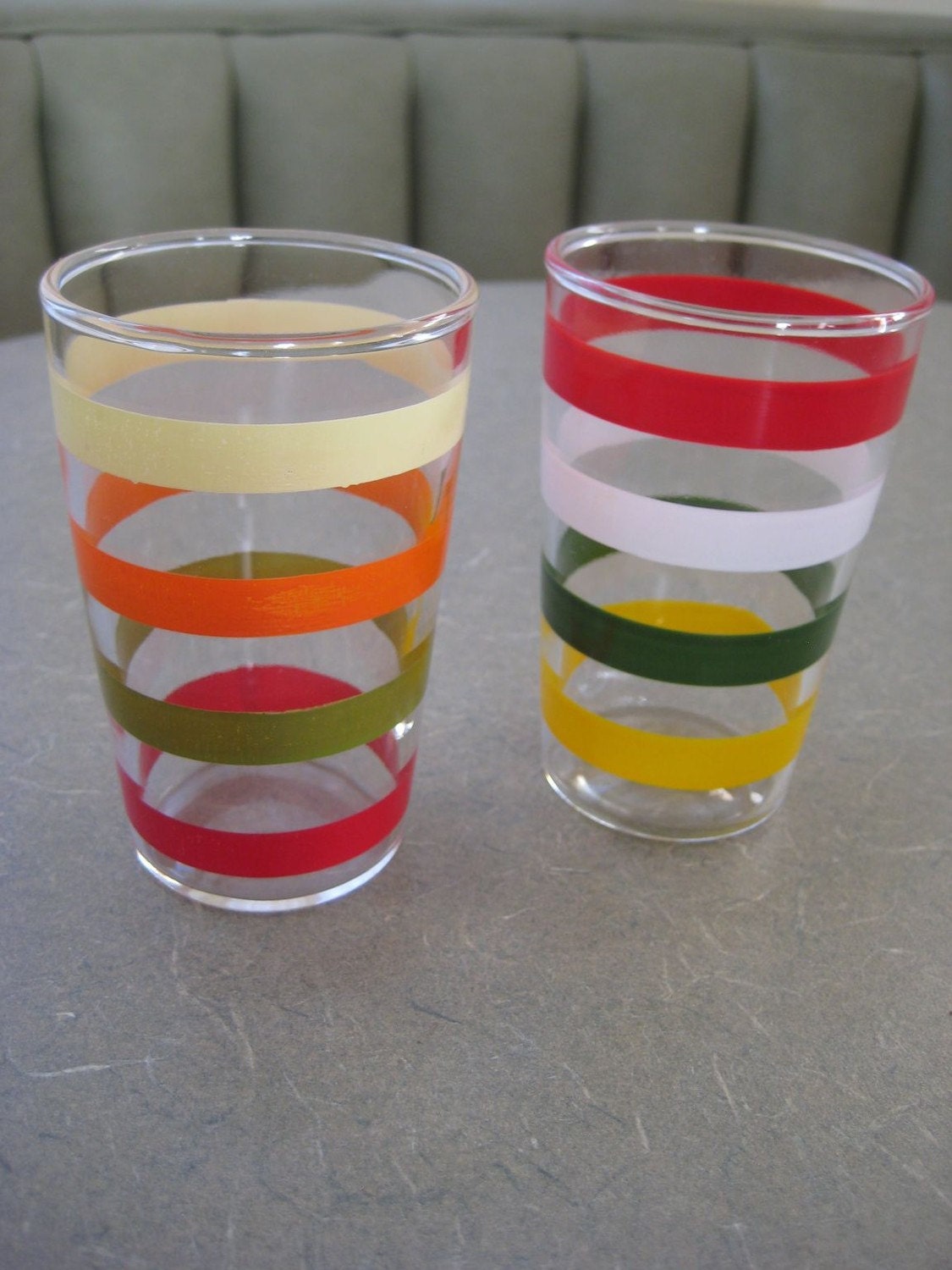 Vintage Striped Juice Glasses Set of Two by BettyAndDot on Etsy