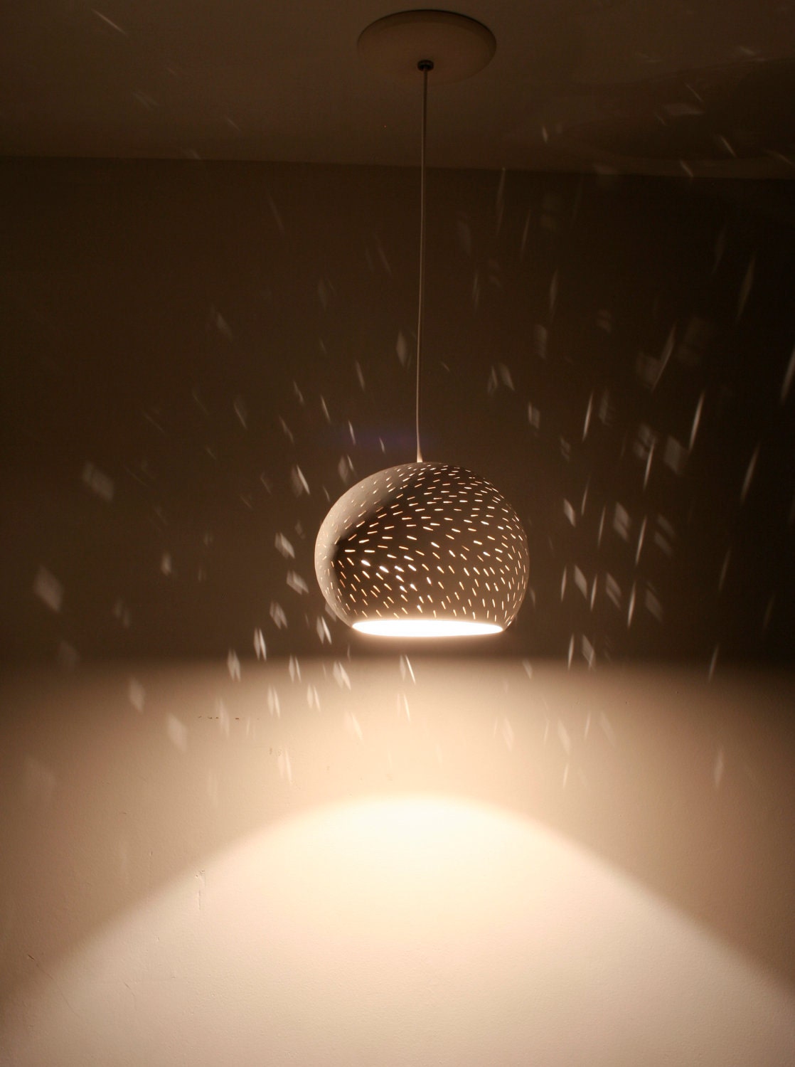 Pendant Lamp: 7.5" Claylight , A-Symmetrical Line Pattern
