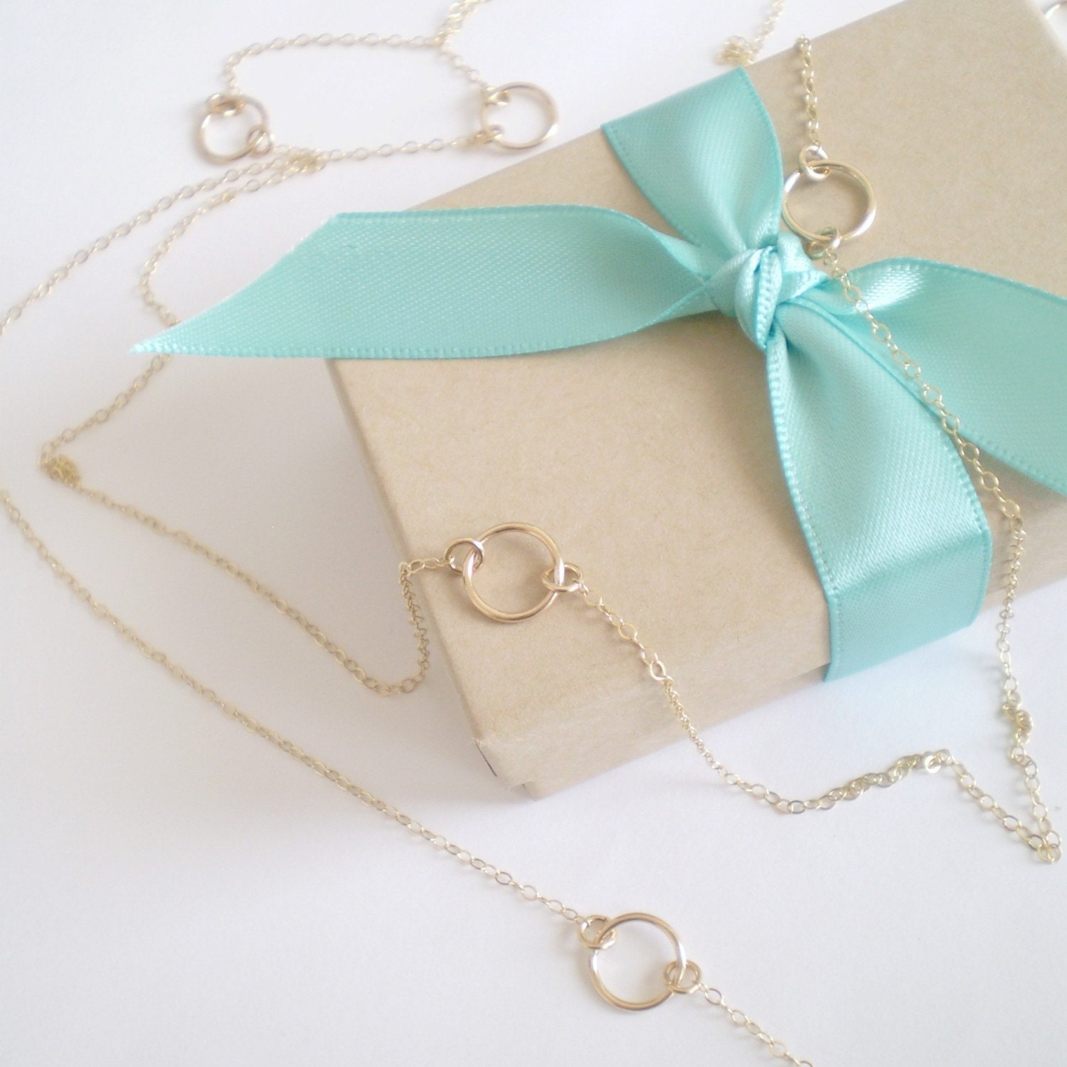 Long Gold Filled Circle Necklace - Gold Filled Circles on Delicate Gold Filled Chain