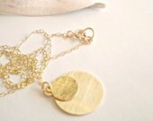 Layered Circles Necklace - Textured Layered Gold Filled Circles on Delicate Gold Filled Chain
