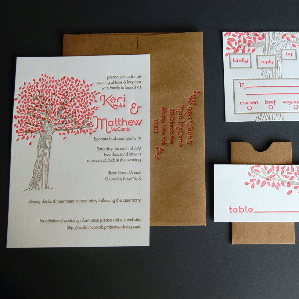 Riverstone - Letterpress Wedding Invitation Sample