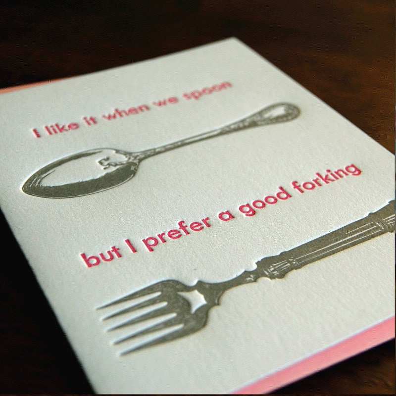 Fork & Spoon - letterpress, folded card, Single