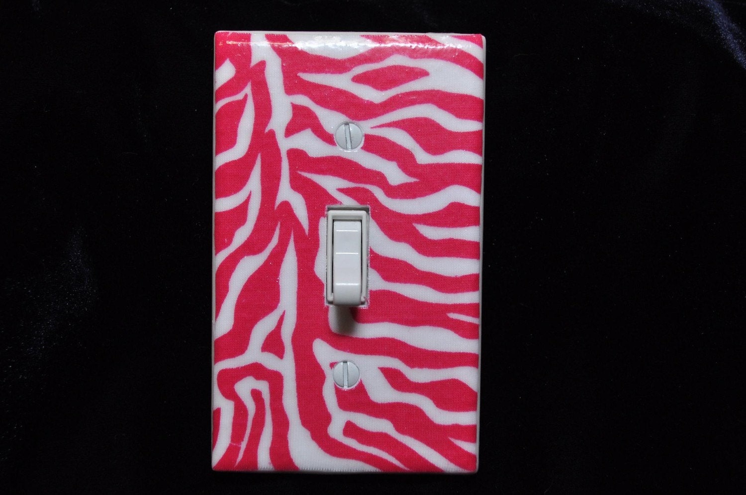 Pink Zebra Stripe Light Switchplate Cover single toggle Animal Print (STANDARD SIZE)