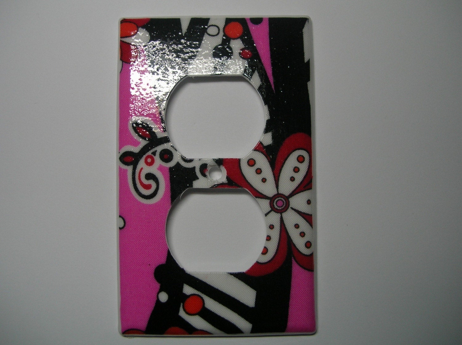 Zebra Stripe Pink and Orange Flowers  Outlet Cover  Animal Print (STANDARD SIZE)