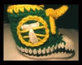 Hand Crocheted Portland Timbers High Top Baby Booties Green n Yellow
