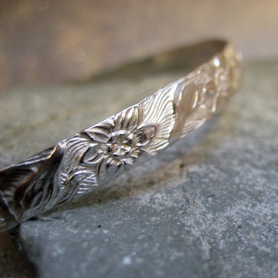 Sterling Silver Lei Bangle Bracelet - Hand Made Silver Artisan Jewelry - Designed by A Second Time