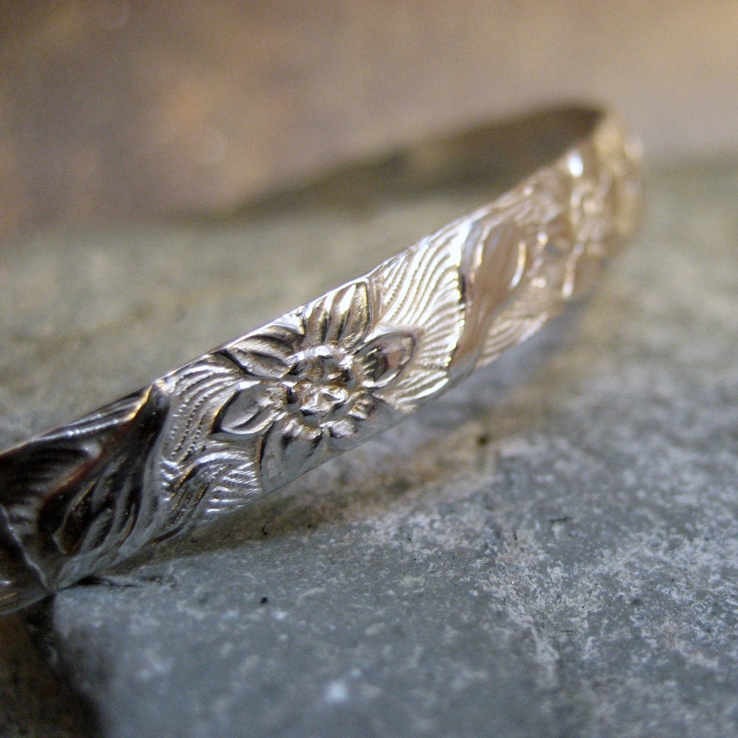 Sterling Silver Lei Bangle Bracelet - Hand Made Silver Artisan Jewelry - Designed by A Second Time