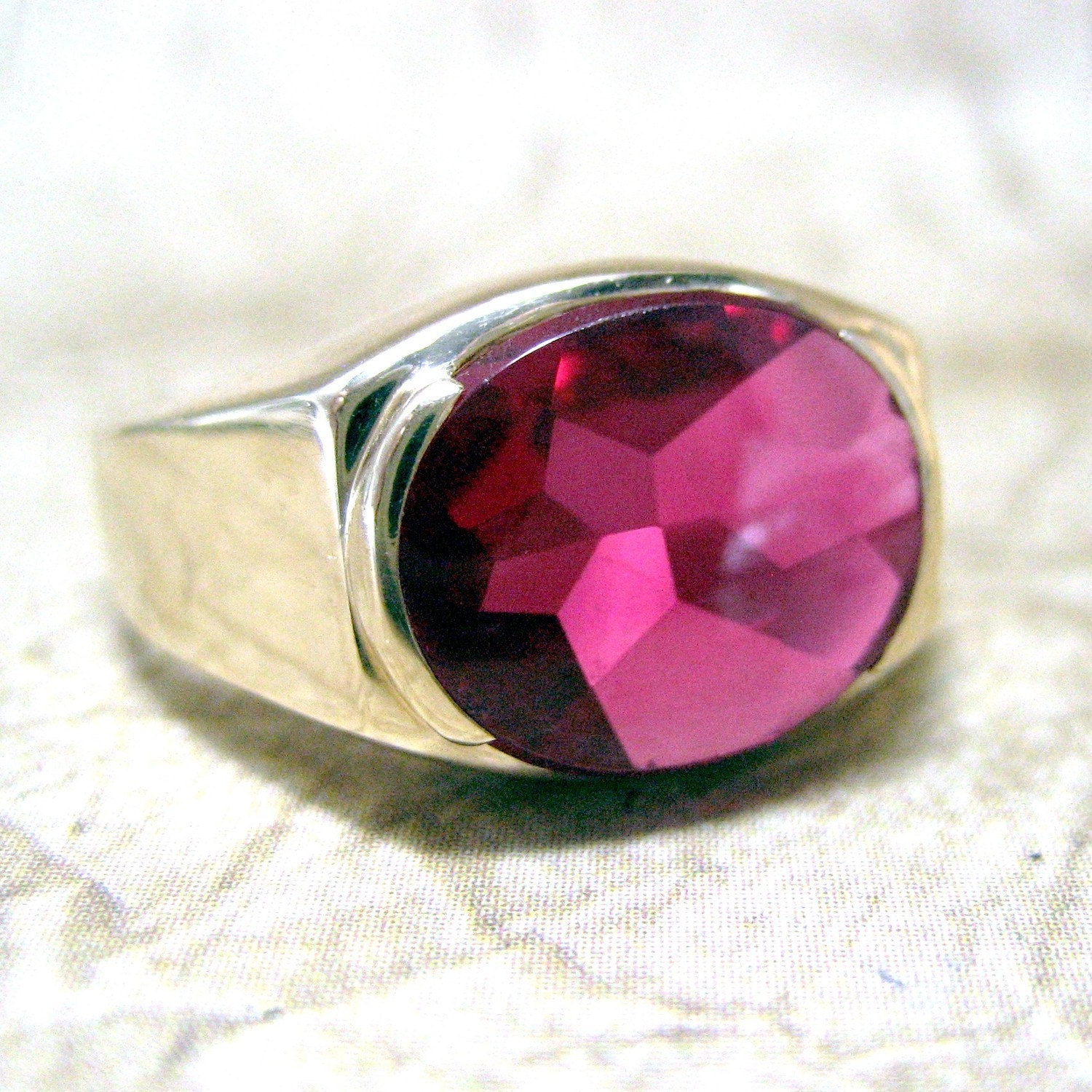 Mens Ruby Rings on Vintage Mens 10k Gold And Synthetic Ruby Ring Circa 1970 S   From A