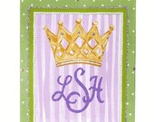 Nursery Art /Crown with Monogram - Personalized Plaque