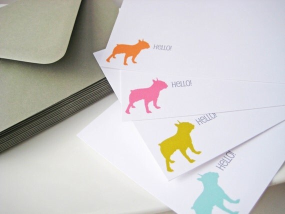 Dog Silhouette Note Cards Personalized Set of 12