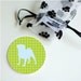 Dog Silhouette Magnet or Pocket Mirror Preppy With Pawprint Pattern Set of 1