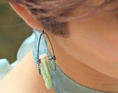Handmade Earrings Porcelain Clay Twirl Earring in Fern Green Glaze