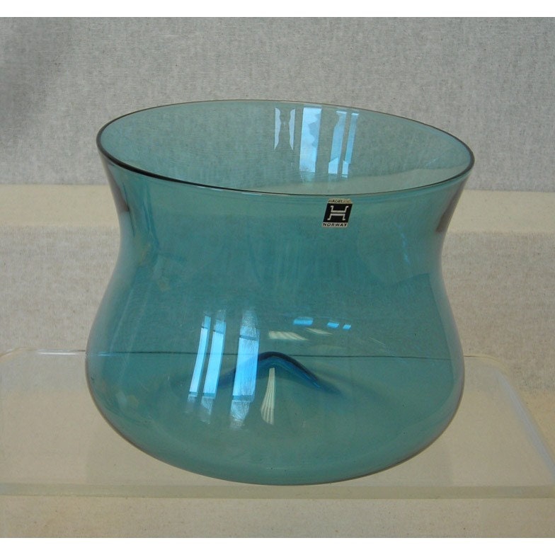 Vintage Blue Hand Blown Glass Bowl/Norway Hadeland by atomickatz