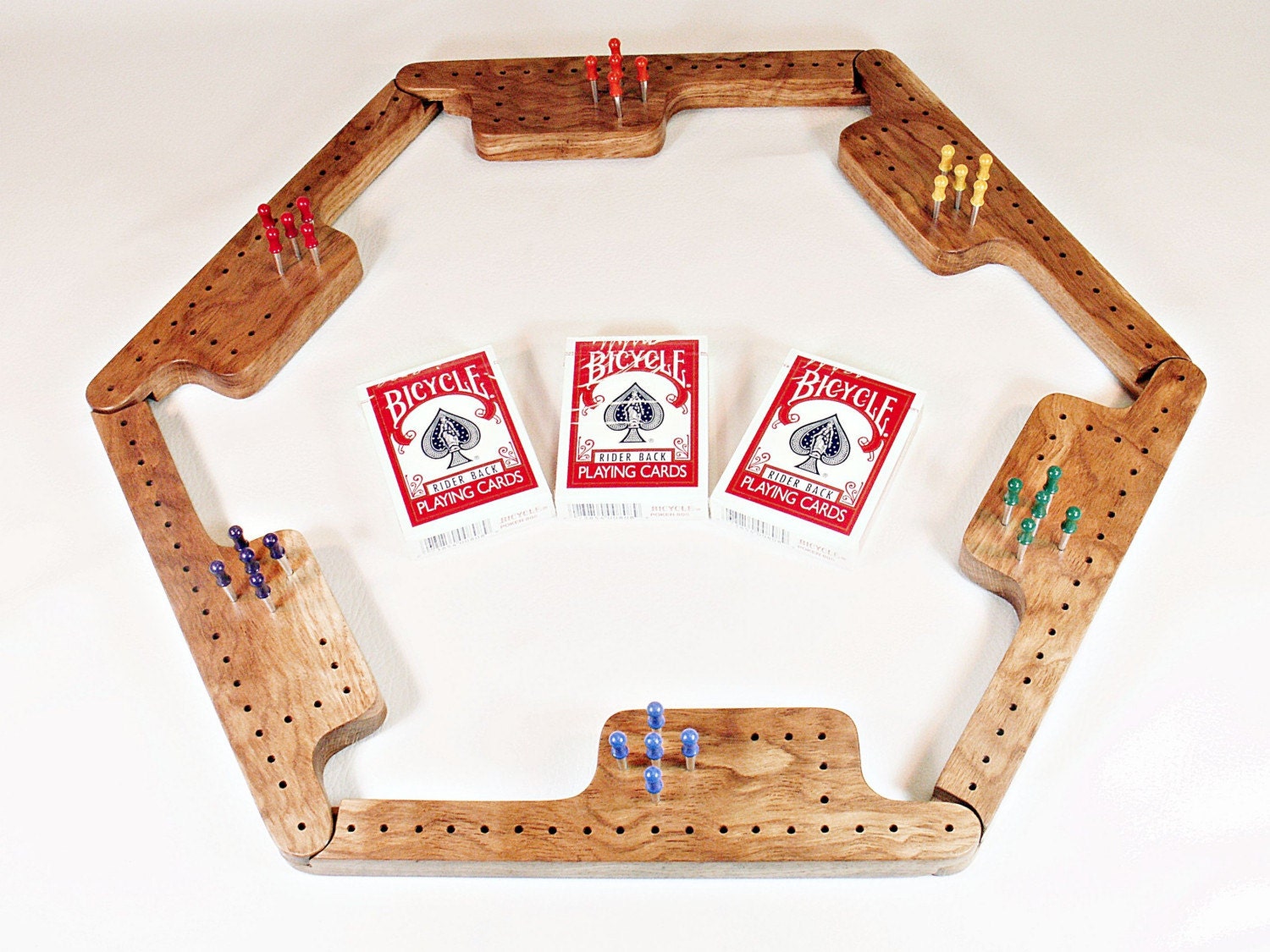 Pegs and Jokers Game Set Quilted/Marbled White Oak by barkupatree